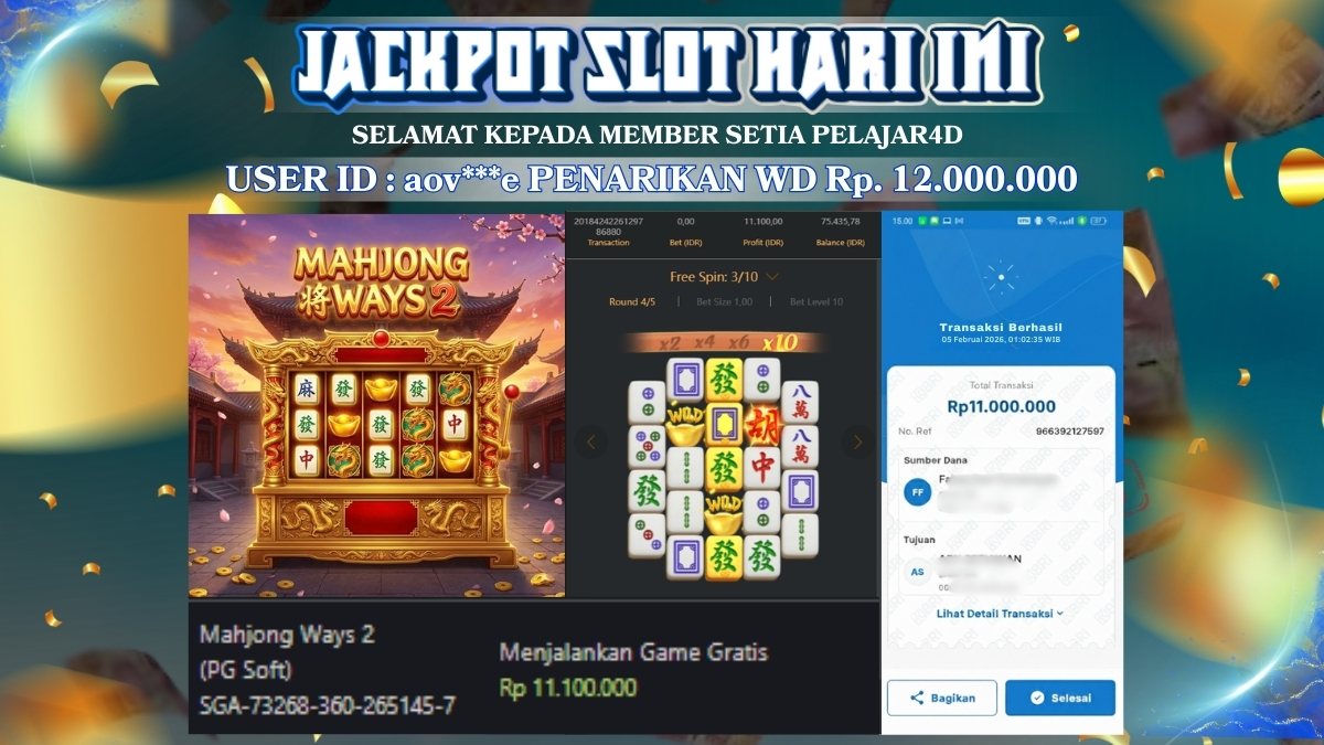 WD Member besar di game mahjong ways 2 Rp. 11.000.000
