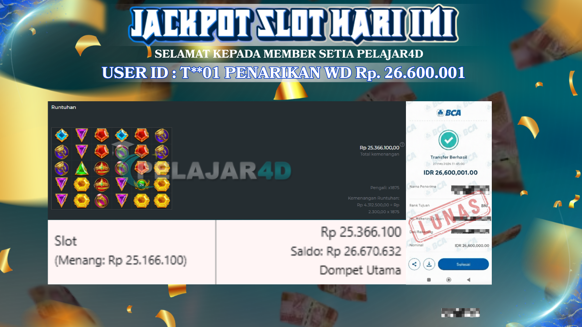 Jackpot Hari ini Di Slot Pragmatic Play Game Gates of Olympus 1000 Rp 26.600.001